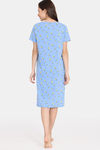 Rosaline Joy Sticks Knit Cotton Knee Length Nightdress - Little Boy Blue — thumbnail 3